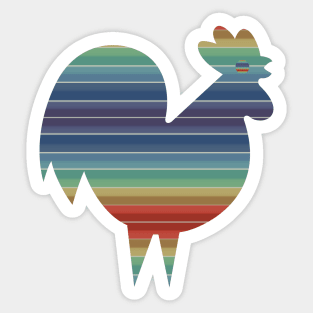 80's Retro Rooster In 80's Colors Sticker